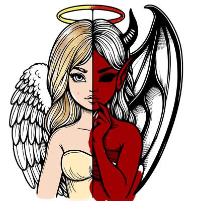 realistic angel half demon