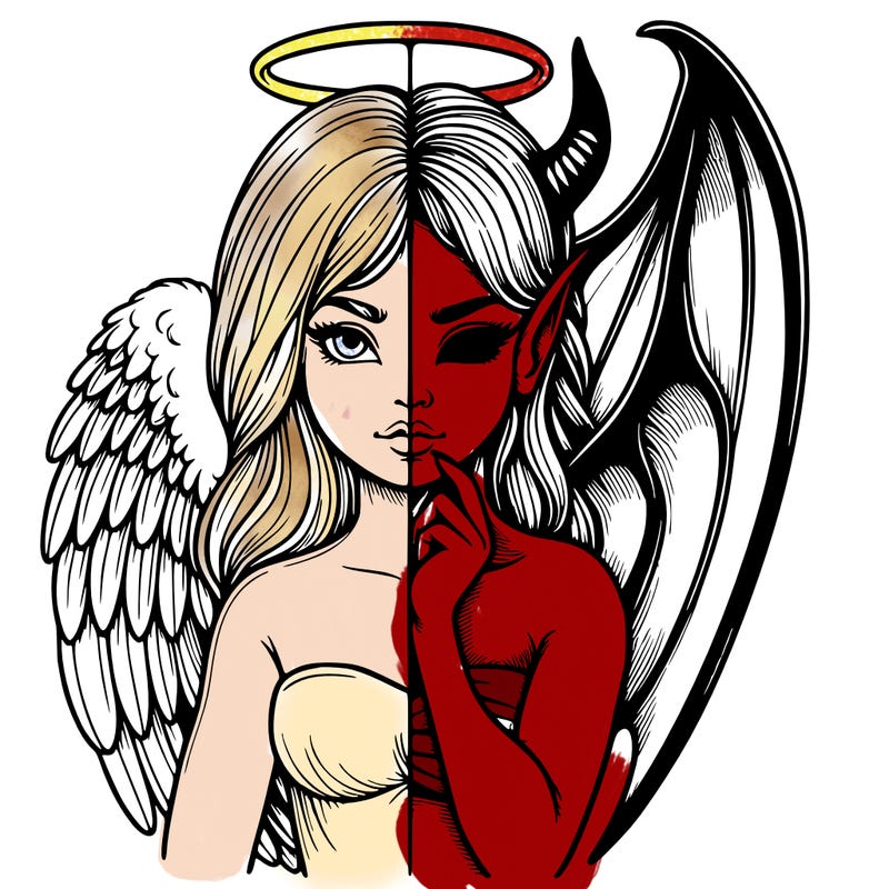 realistic angel half demon