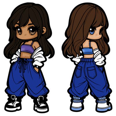 girl in crop top and baggy pants