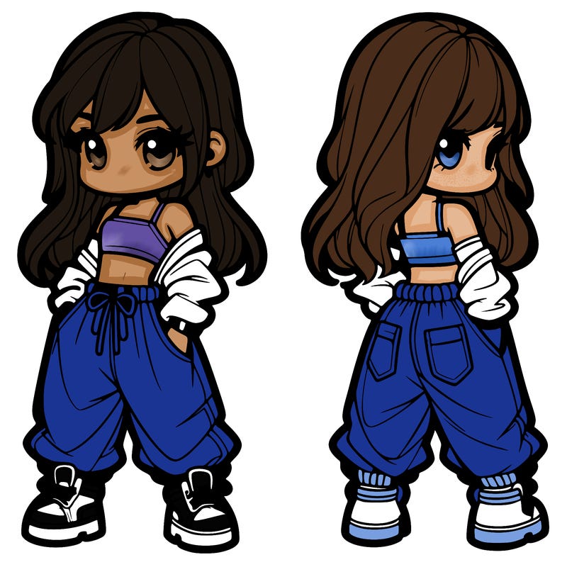girl in crop top and baggy pants