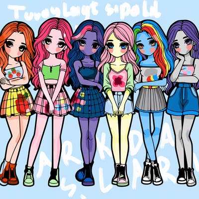 a group of girls realistic