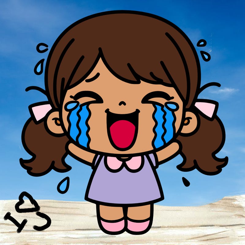 happy crying girl