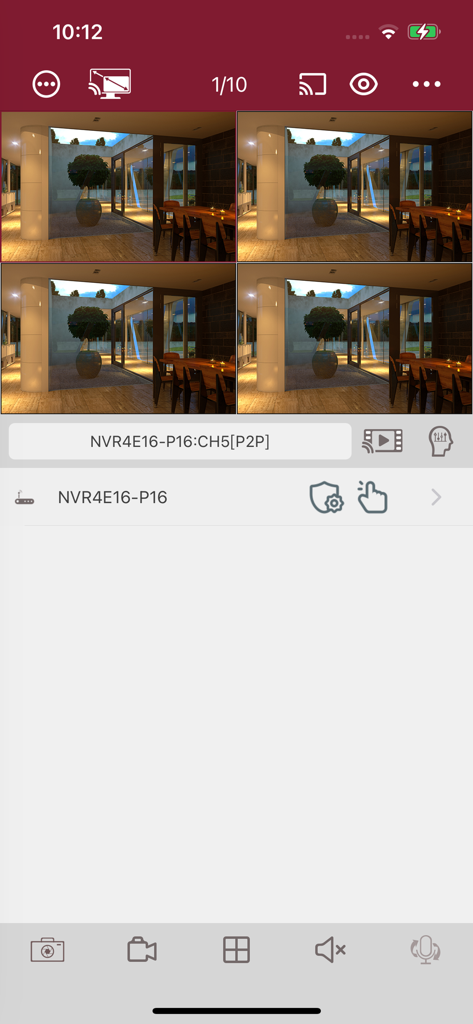 AVYCON ONE - AVYCON ONEモバイル監視アプリのクアッドスクリーンライブセキュリティカメラフィード。