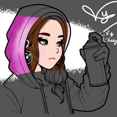 a realistic girl, spray painting