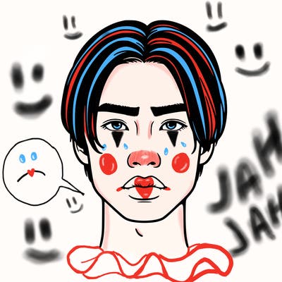 asian guy with straight parted hair and full lips