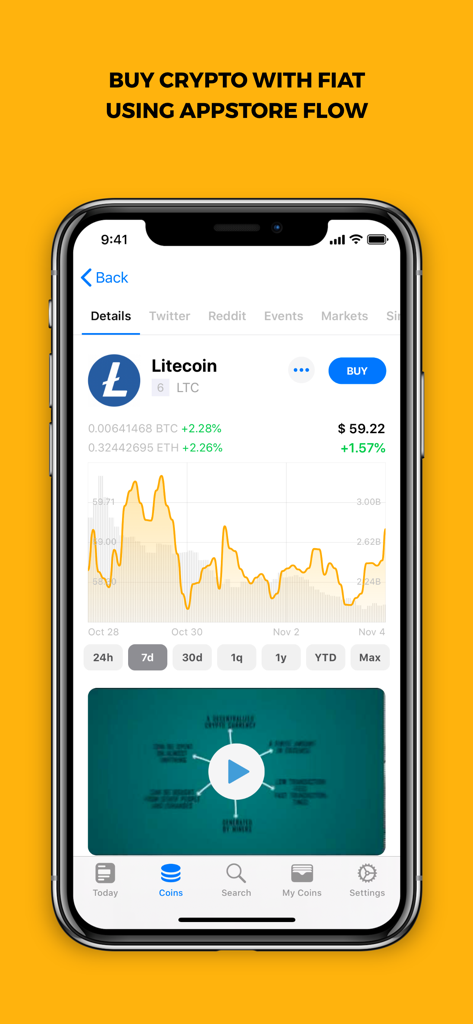 COINS: One App For Crypto - Detailed Litecoin price chart and market info in the COINS mobile app.