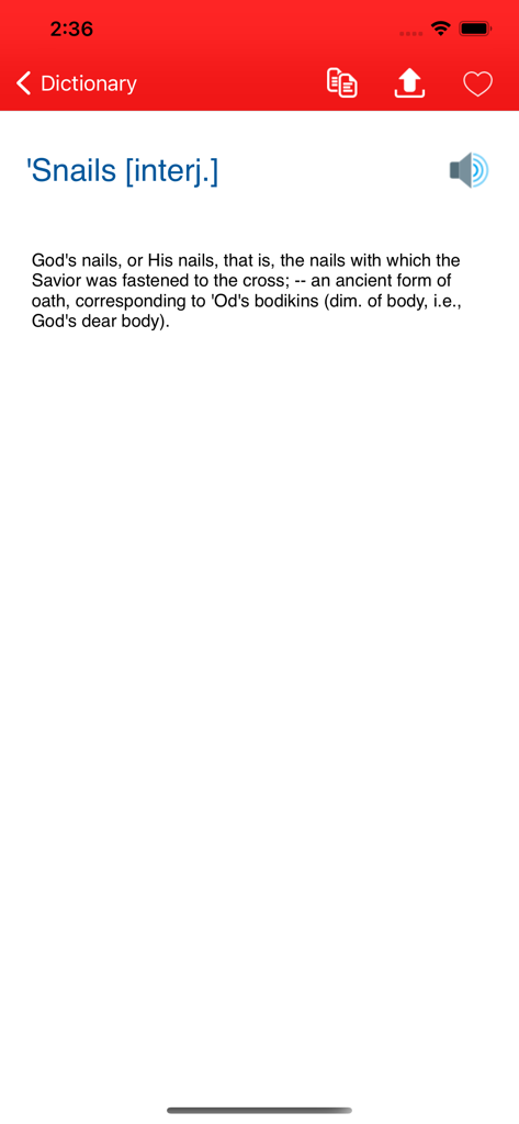 English Dictionary + Speaking - Word definition and pronunciation interface in the English Dictionary app