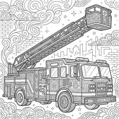 Dive into the intricate world of emergency services with this detailed ladder truck coloring page. Designed for adults, it offers a challenging yet relaxing artistic experience to melt away stress.
