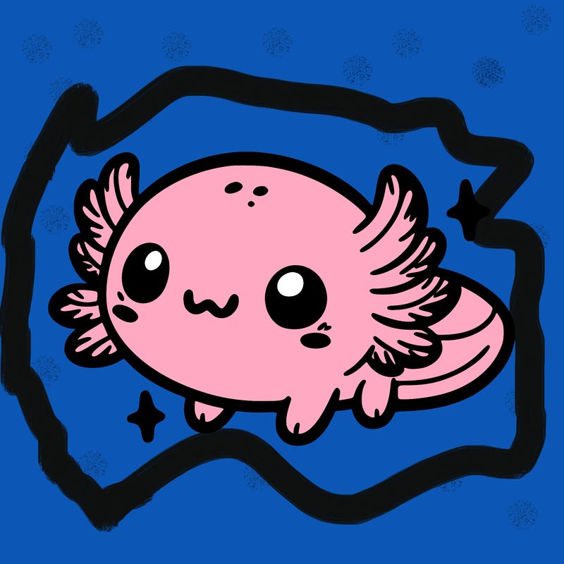cute easy baby axolotl