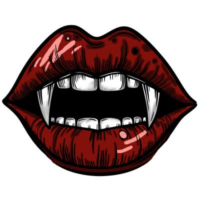 lips with vampire teeth