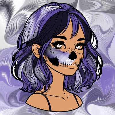 realistic girl with skull