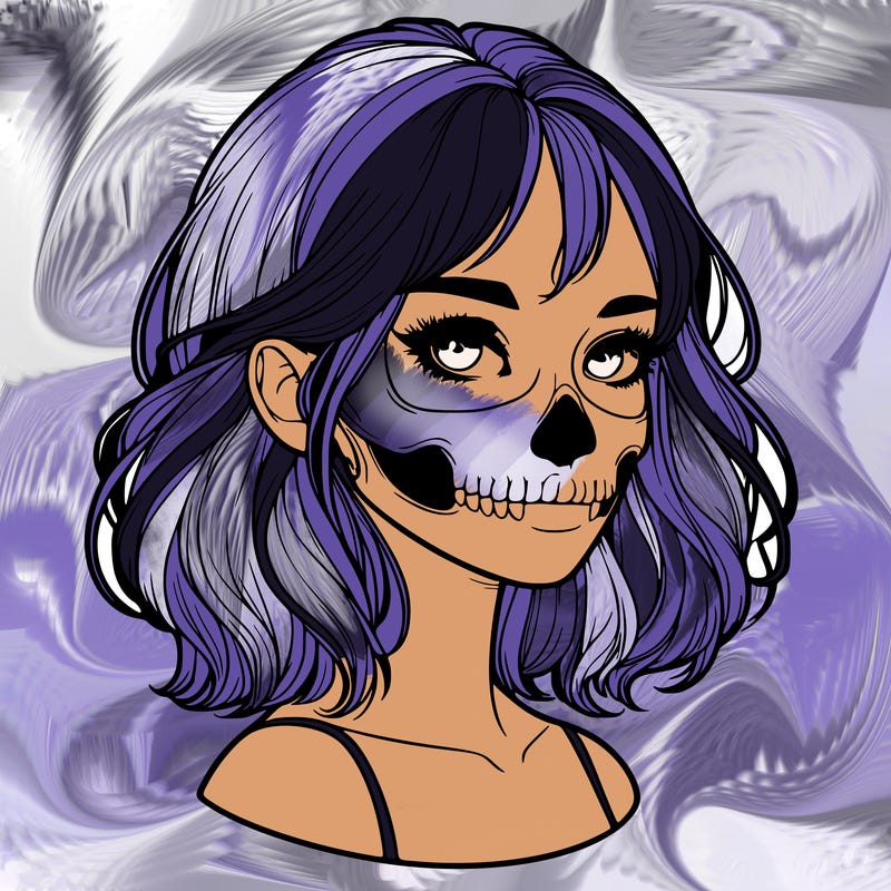 realistic girl with skull