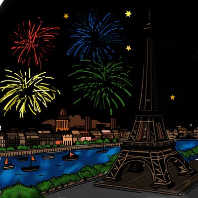 tour eiffel with fireworks