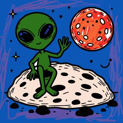 space alien on the moon