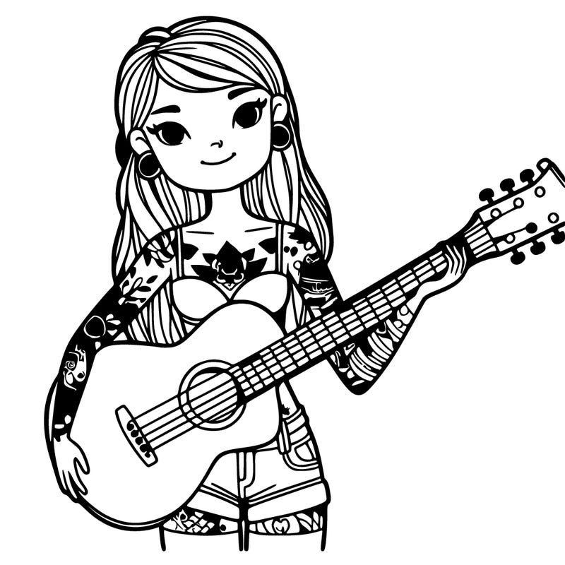 girl with guitar and tattoos