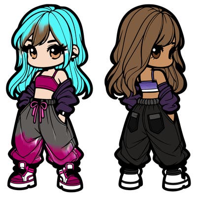 girl in crop top and baggy pants