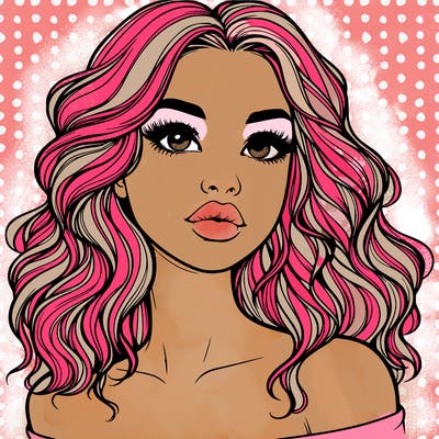 realistic girl with wavy hair and lips