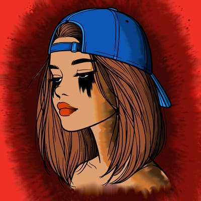 realistic  girl with a backwards hat