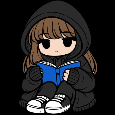 girl in oversized hoodie reading a book