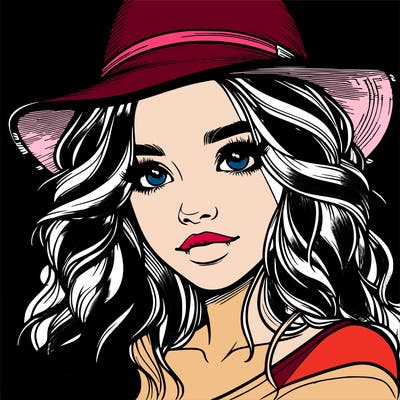 realistic girl with hat