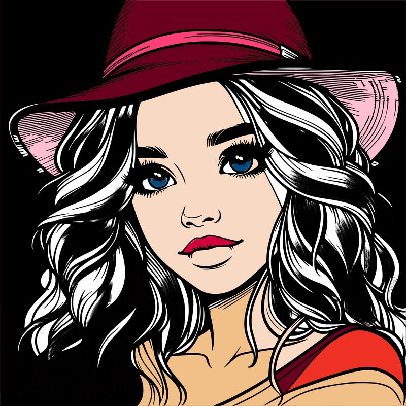 realistic girl with hat