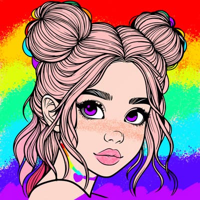 realistic girl with hair buns on her head