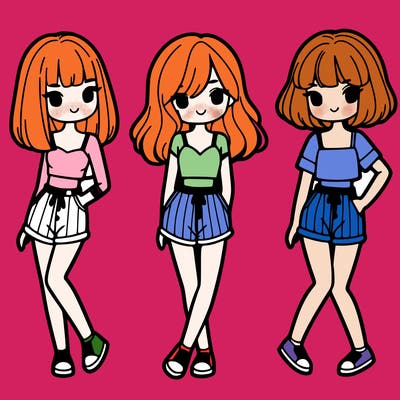 three girls with shorts