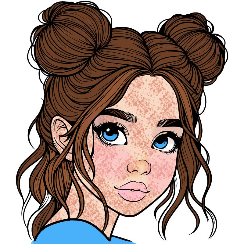 realistic girl with hair buns on her head