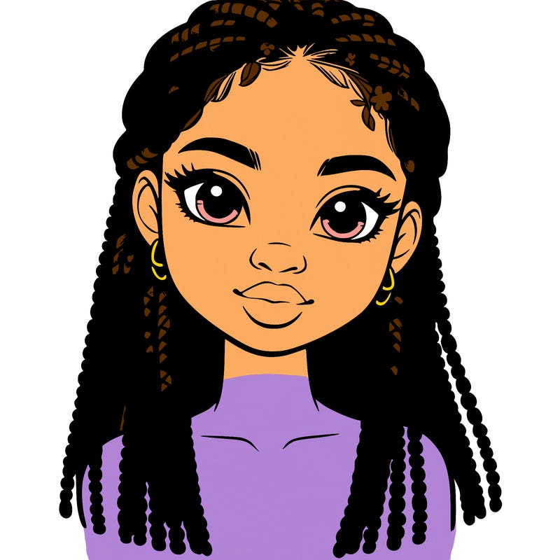 a realistic black girl with braids