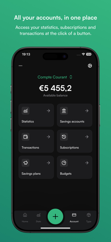 CashFlow - Expense Tracker - CashFlow app account dashboard showing balance and financial categories