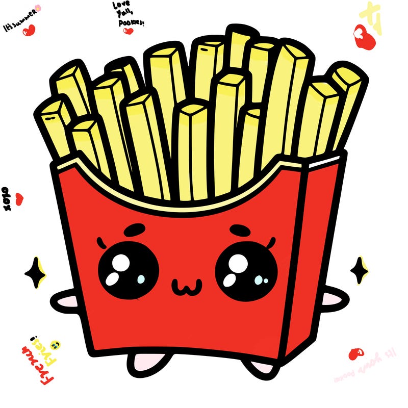 a cute. french fries