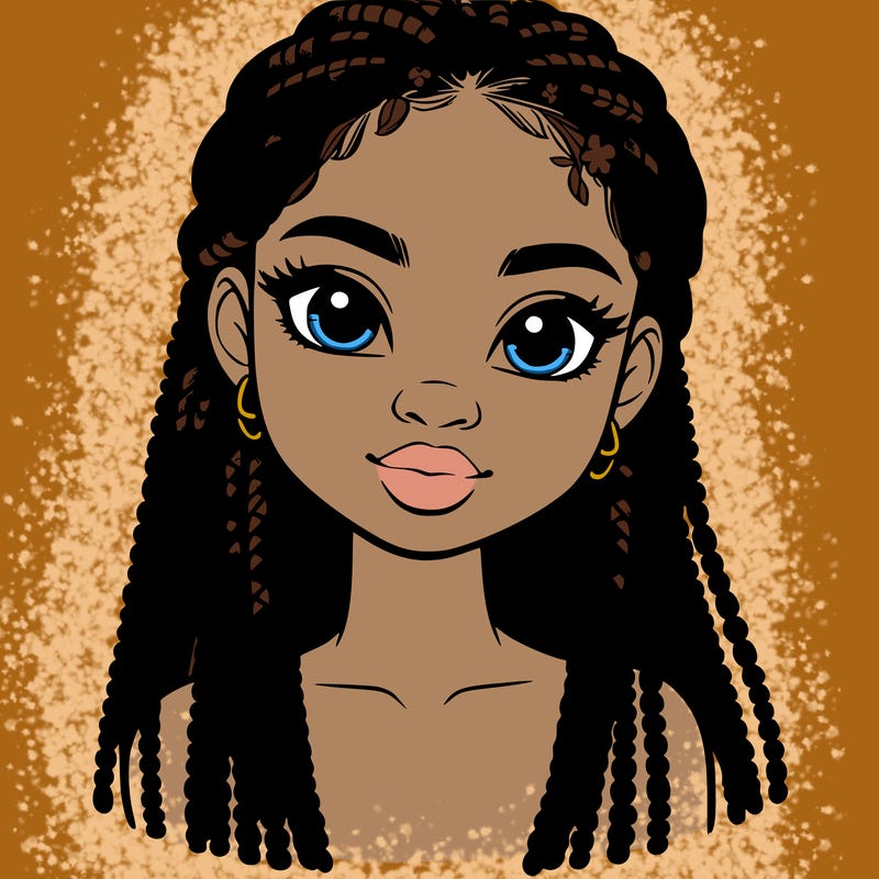 a realistic black girl with braids