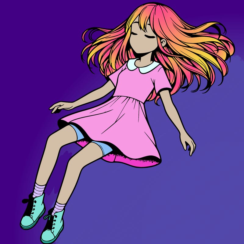 realistic girl floating