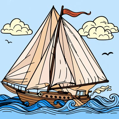sailingboat in lineart