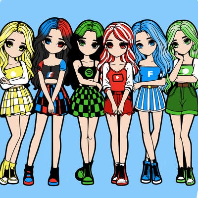 a group of girls realistic