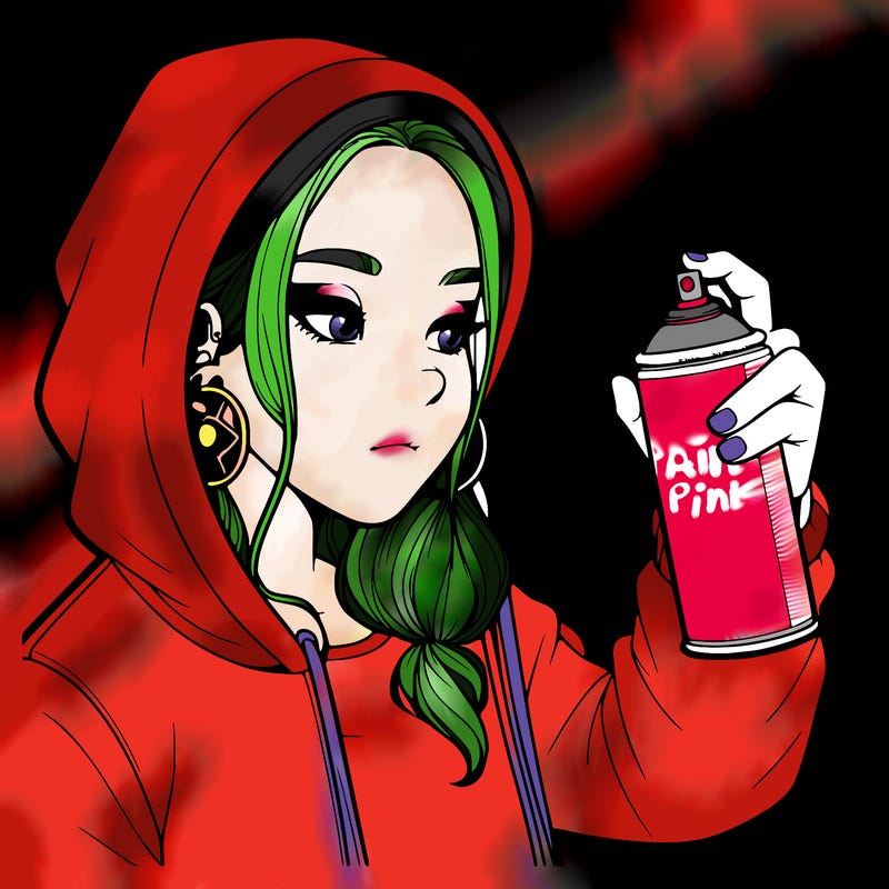 a realistic girl, spray painting