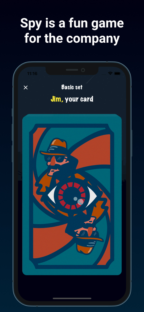 Spy - the game for a company - Secret character card shown in the Spy social deduction mobile game
