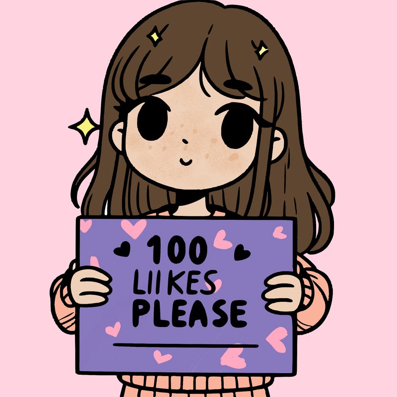 a girl holding up a sign saying 100 likes please