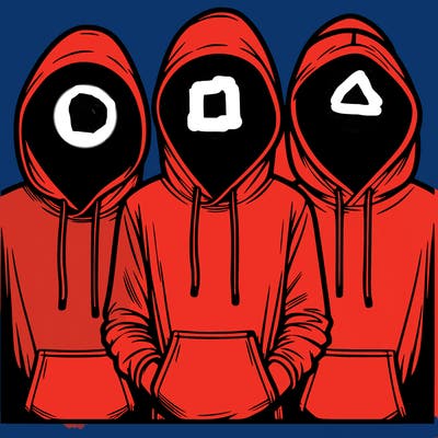 3 faceless people in  hoodies