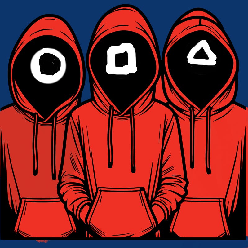 3 faceless people in  hoodies