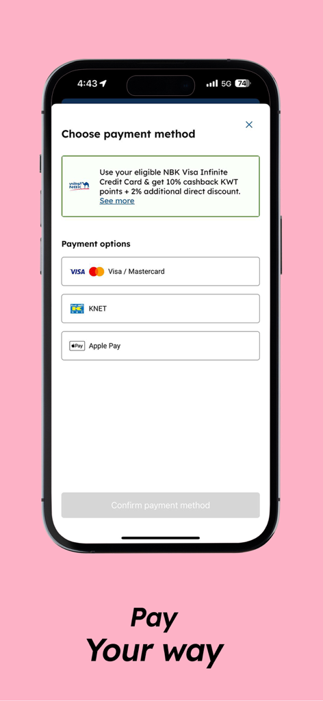 Xcite Online Shopping - Xcite Online Shopping app screen showing various payment options including Visa Mastercard KNET and Apple Pay