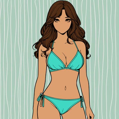 realistic girl with a revealing swimsuit