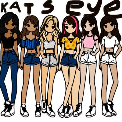 a group of girls wearing crop tops and shorts