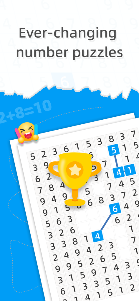 Number Match X - Number Match X game interface featuring a number grid and a gold trophy