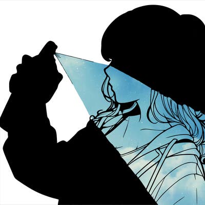 a realistic girl spray, painting