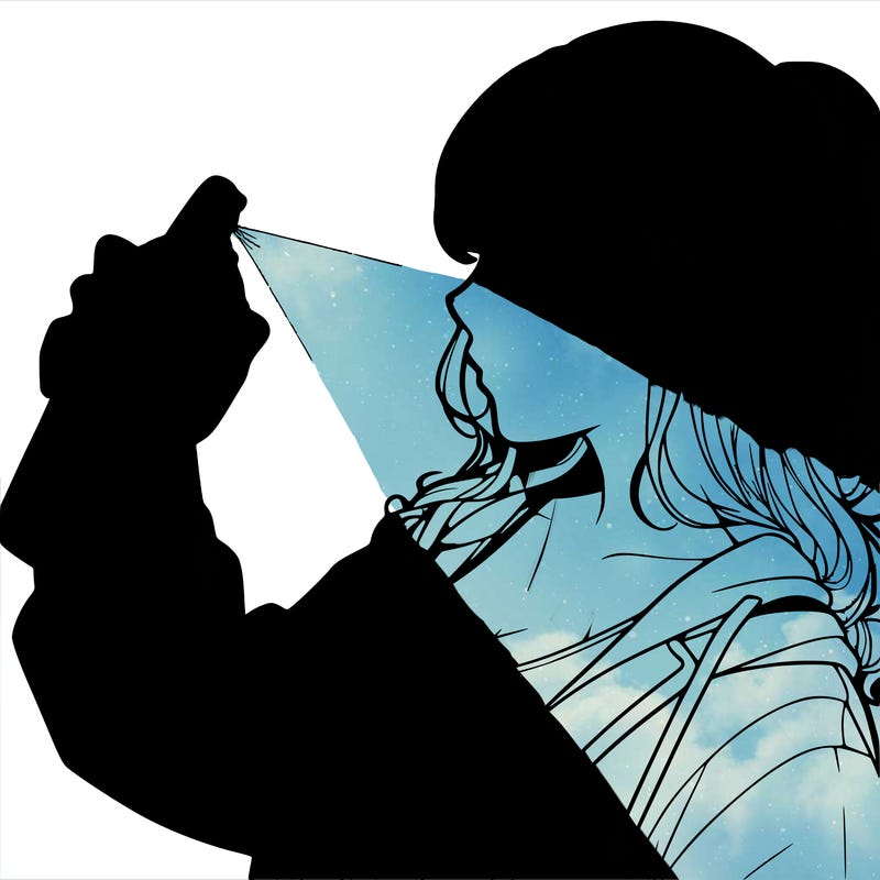 a realistic girl spray, painting