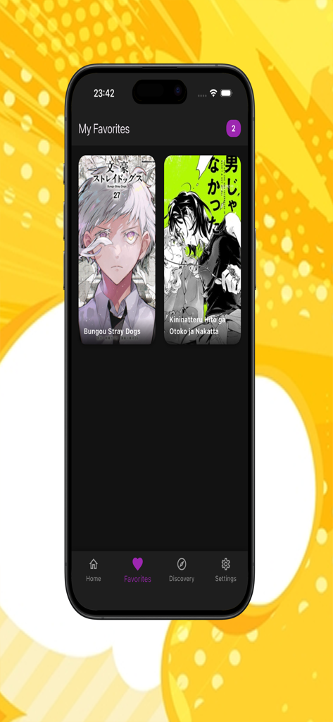 Romance Manga Galaxy: MangaDex - Favorites screen of the Romance Manga Galaxy app displaying saved manga covers in a dark themed interface.