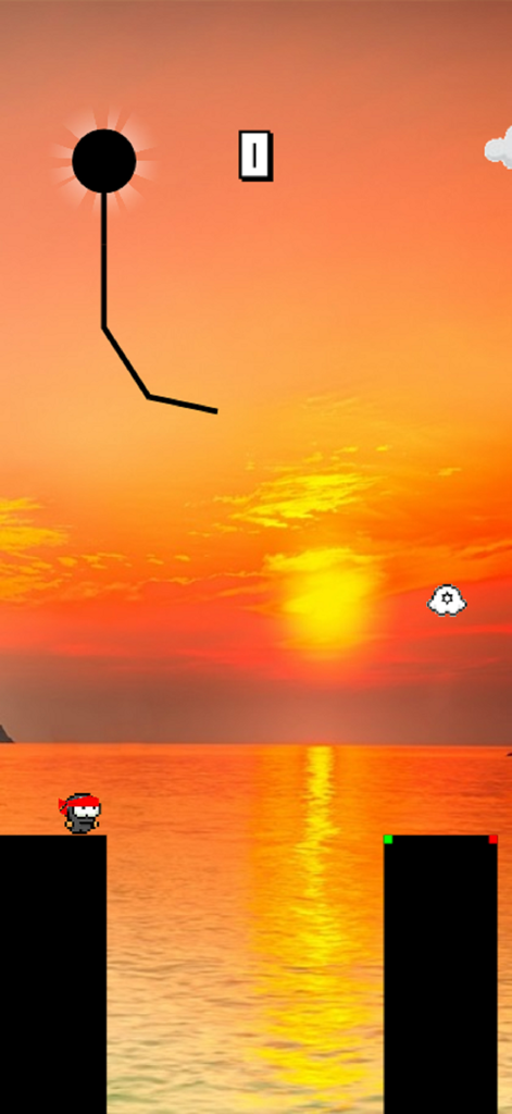 Stick Ninja - Stick Ninja character standing on a platform during a sunset level