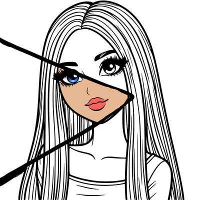 realistic girl with straight and long hair