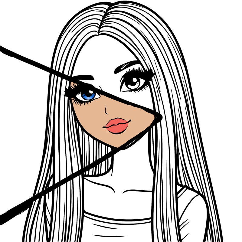 realistic girl with straight and long hair